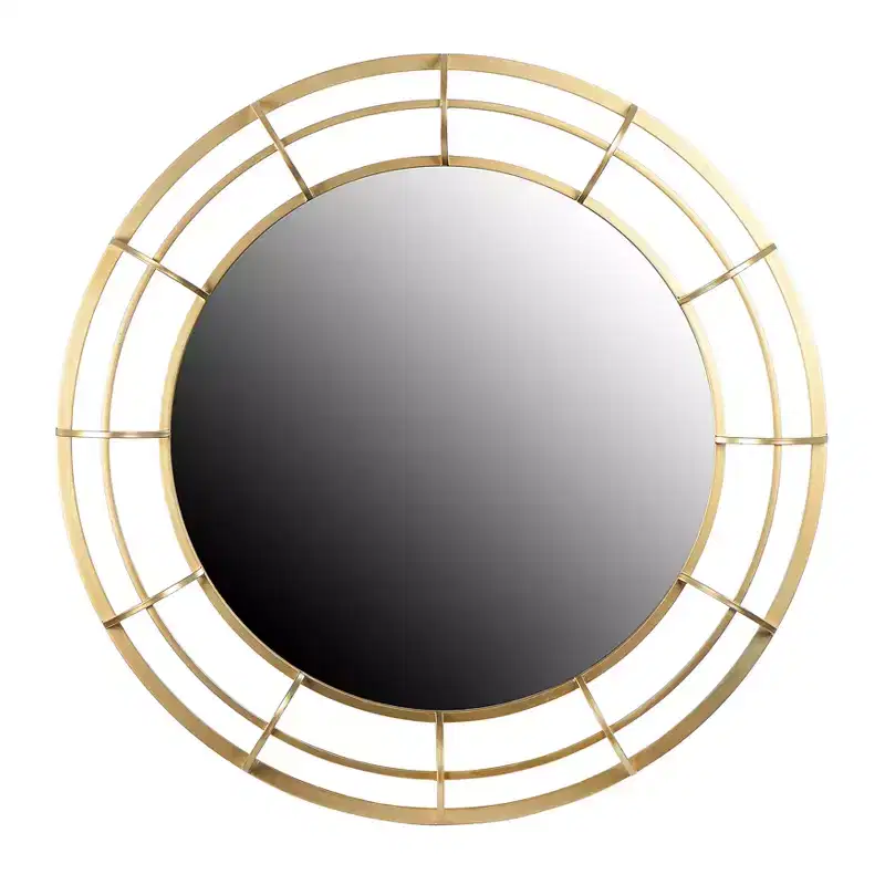 Round Wire Framed Wall Mirror, Gold