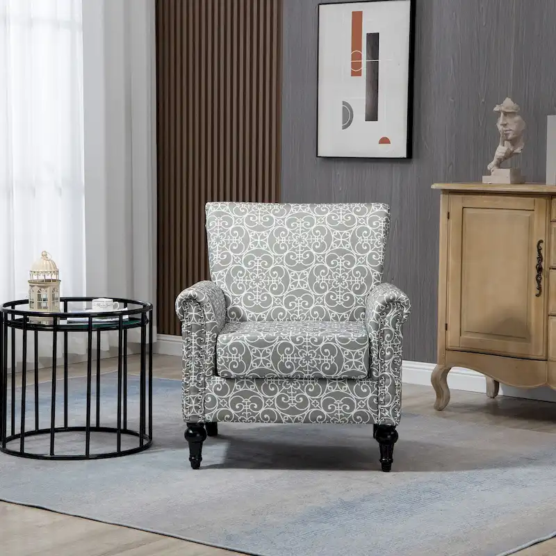 Mid-Century Modern Accent Chair Upholstered Lounge Arm Chair Single Sofa for Living Room