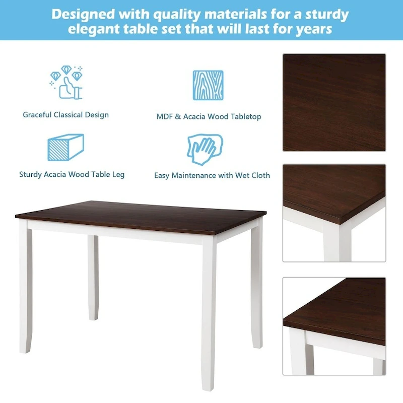 5-Piece Dining Table Set with Chairs, Home Kitchen Table Set