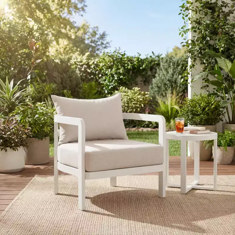 Christopher Knight Home Miguel Modern Aluminium Patio Accent Chair with Curved Backrest and Cushion
