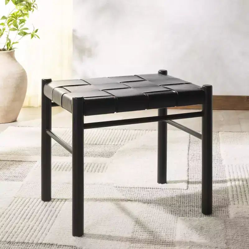 Woven Leather Ottoman - SFV1601
