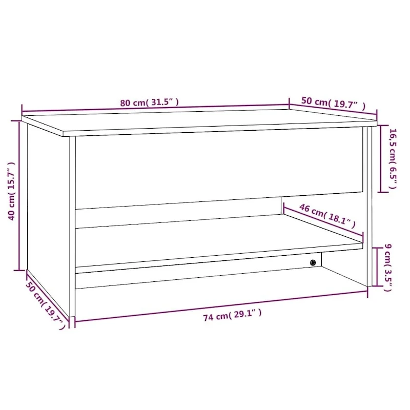 vidaXL Coffee Table Lift Top End Table Accent Side Sofa Table Engineered Wood - 31.5 x 19.7 x 16.7