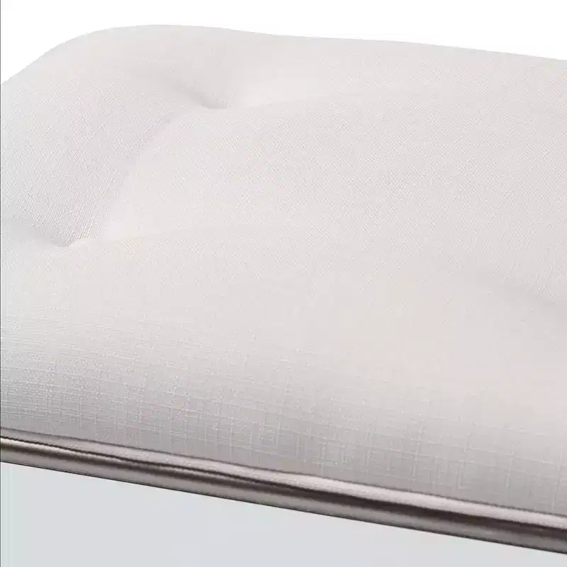 Marielle Fabric Upholstered Mirrored Ottoman Vanity Bench White - BaxtonStudio