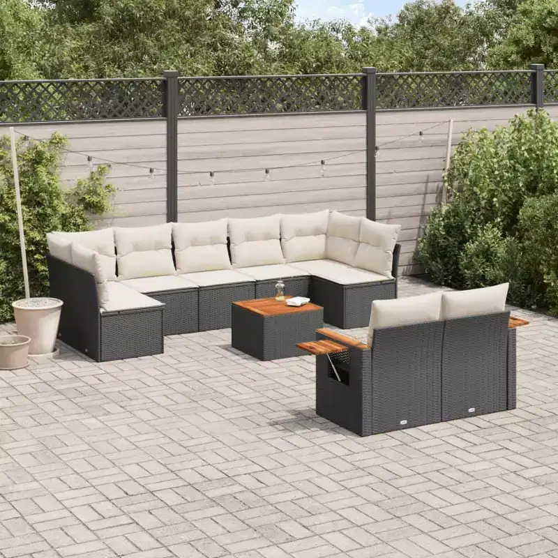 vidaXL Garden Sofa Set PE rattan Standard Adjustable Feet