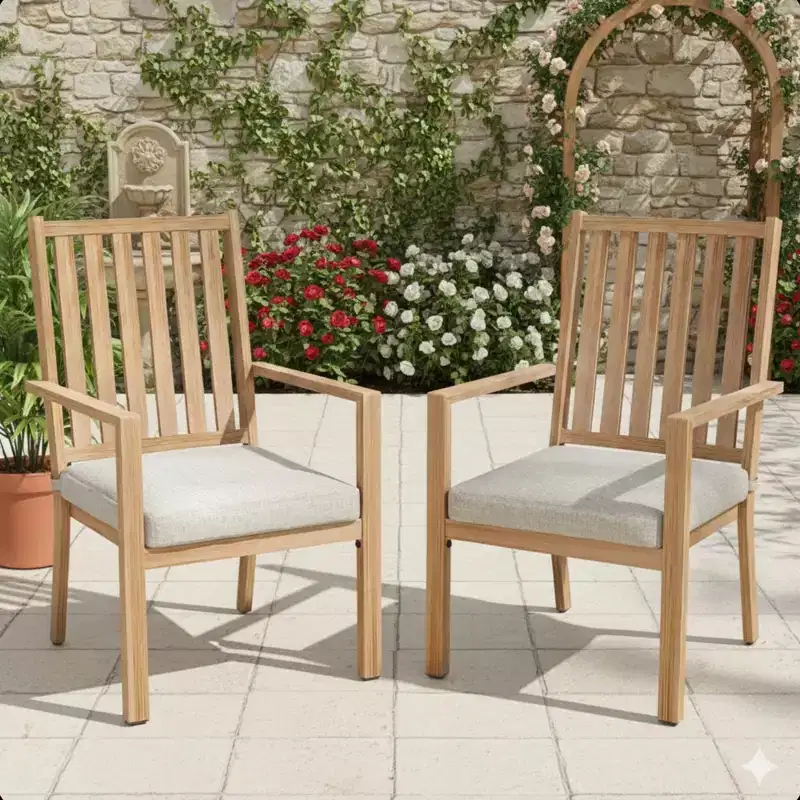 Set of 4 23 All-Weather Aluminum Patio Dining Chairs with Thick Cushions