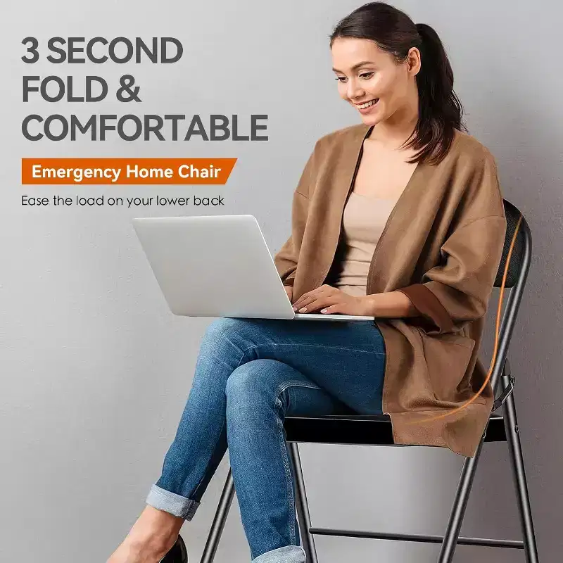 4 Pack Black Padded Metal Folding Chair for Outdoor Indoor