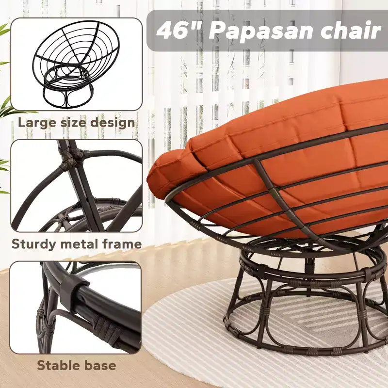 Papasan Patio Chair with Cushions
