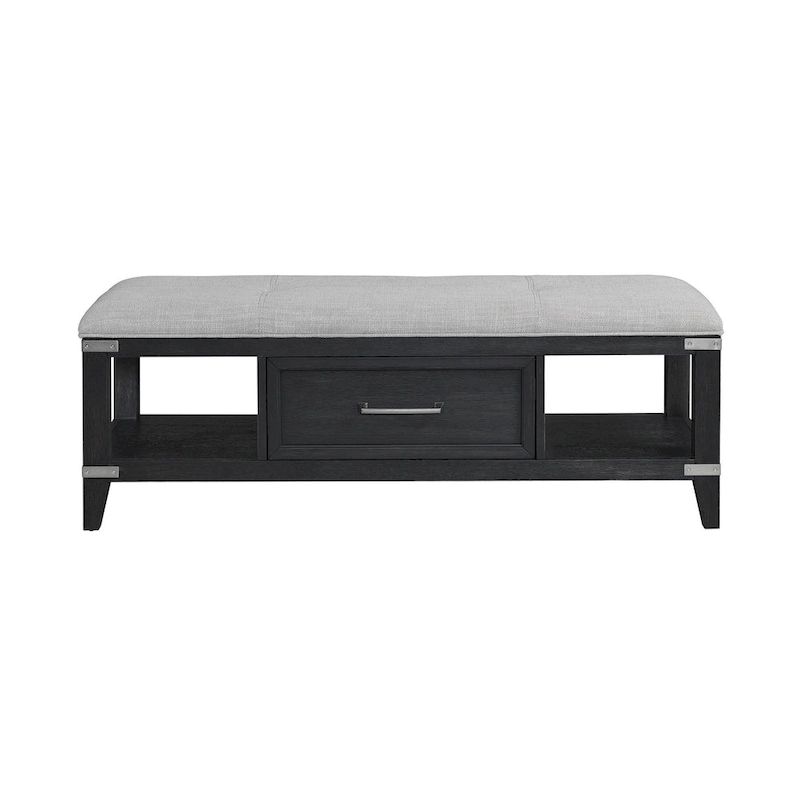 Laguna Bedroom 52 Wide Bench with Drawer, Weathered Steel