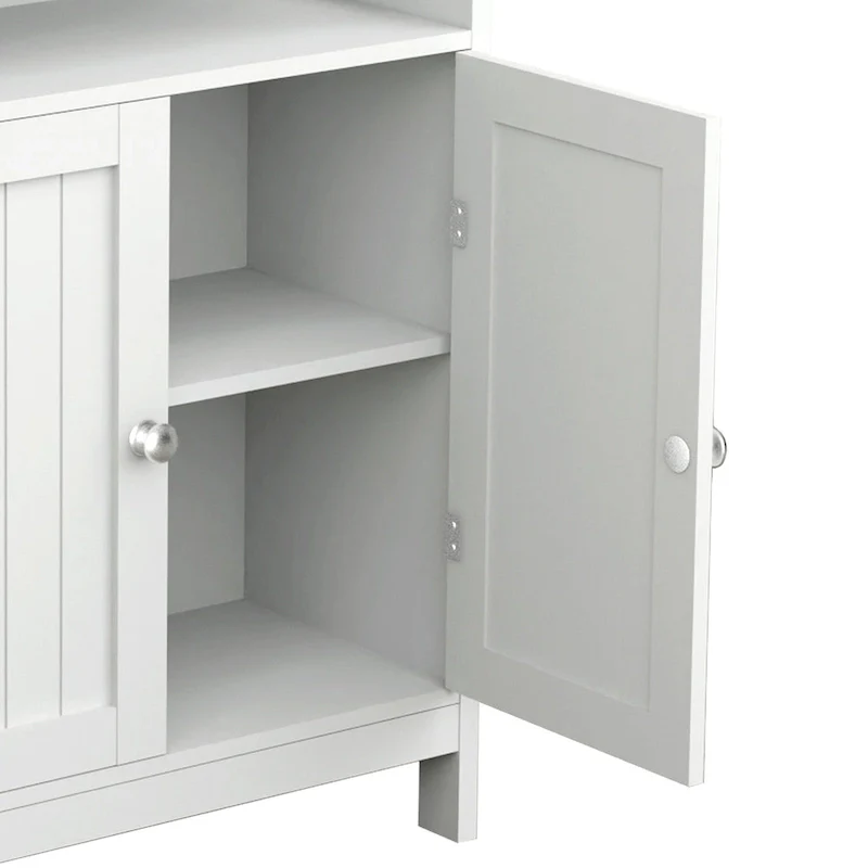 White Double Door Freestanding Bathroom Storage Cabinet, 1-Person