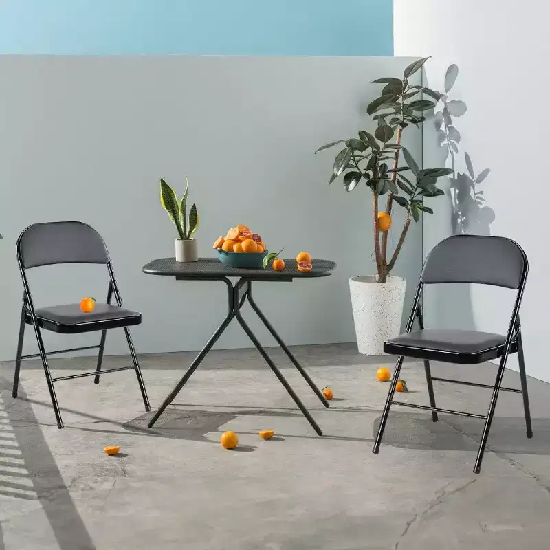 TUYOHW PU Leather Dining Chair with Padded Seat & Back,Armless Folding Chairs with Metal Frame for Indoor Outdoor Events,Party
