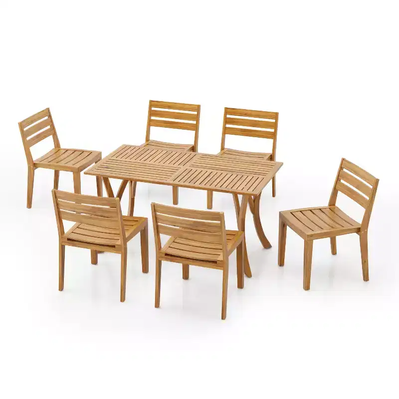 Christopher Knight Home Wren Outdoor 7-Piece Acacia Wood Dining Set, Teak