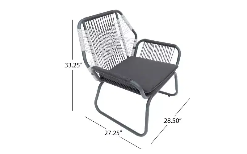 Patio Club Chairs Set Of 2, Outdoor Woven Rope Club Chairs With Steel Frame, Dining Chairs With Water Resistant Cushion For Garden, Backyard