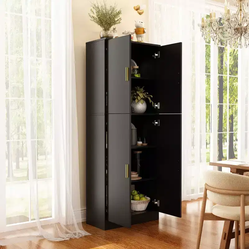 Famapy 5-Shelf Kitchen Cabinet Pantry Cabinet 4-Door Adjustable Shelves