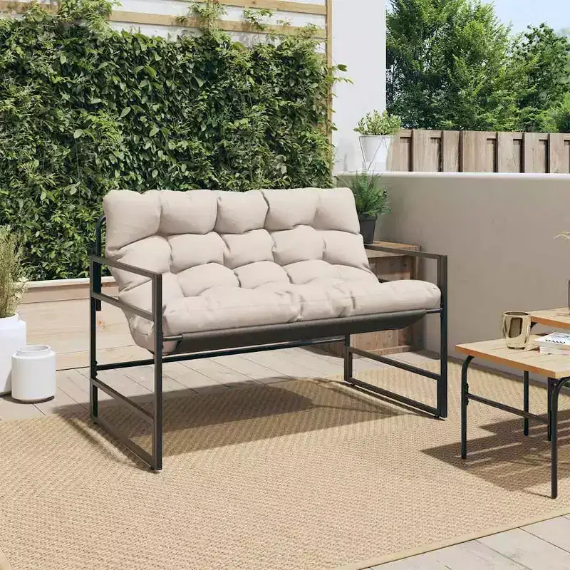 Garden Bench with Cushion in Taupe