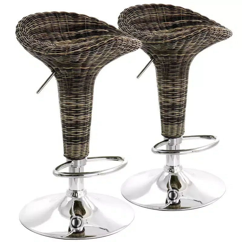 Brown & Chrome Round Swivel Barstool, Set of 2 (1-Person)