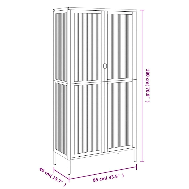 vidaXL Highboard Black 33.5x15.7x70.9 Glass and Steel