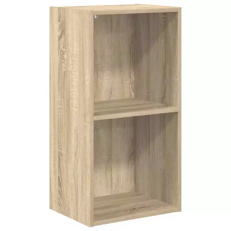 Book Cabinet, Sonoma Oak Engineered Wood, 30.1 in Height, 2 Tiers