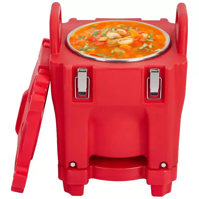 Insulated Food Carrier 22Qt Stackable Hot Box with Spoon and Wheels