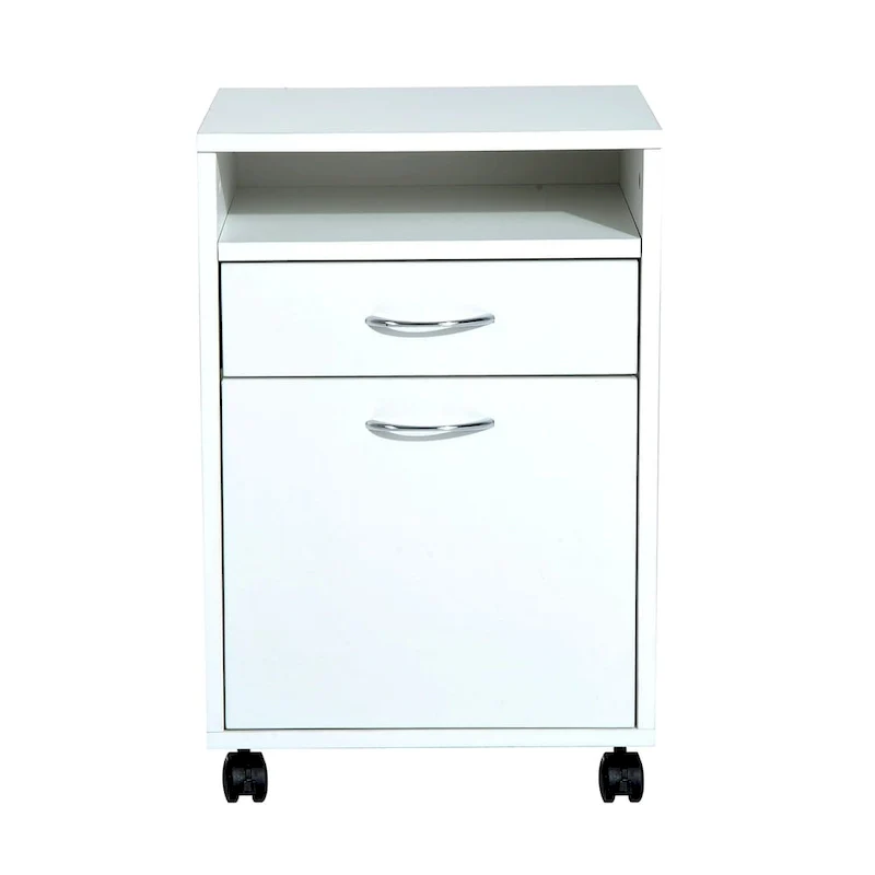 Mobile Printer Cart with 2 Drawers & Shelf, Rolling Storage Organizer, 15.75