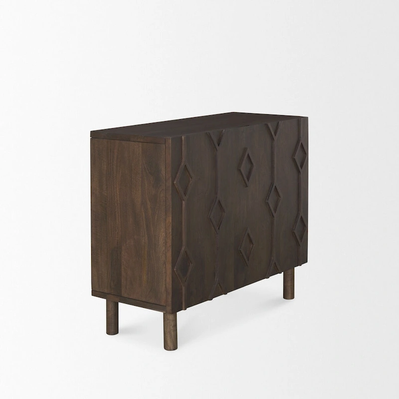 Heera Dark Brown Diamond Motif w/ Shelf Accent Cabinet - 36.0L x 16.3W x 32.0H