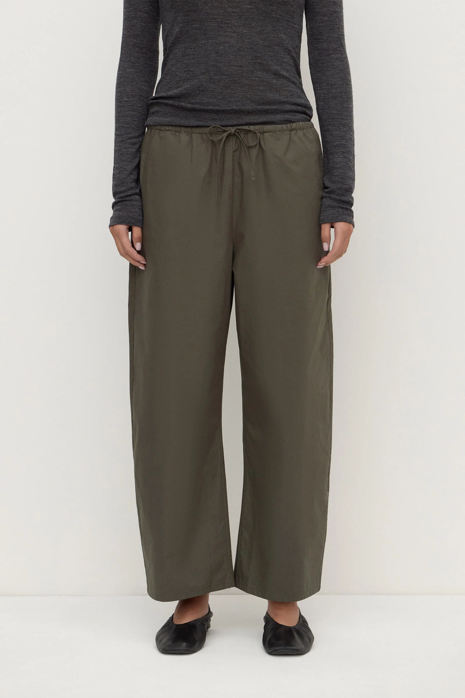 Dark Military Cotton Barrel Leg Pant