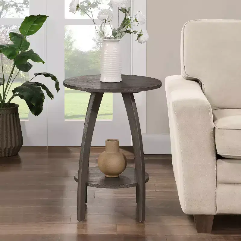 HomeStock 24 in.H Gray Color Rectangle Wood Table Top End Table 1 -piece