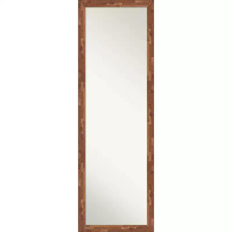17 x 51 Non-Beveled Fresco Light Pecan Wood on The Door Mirror - Amanti Art