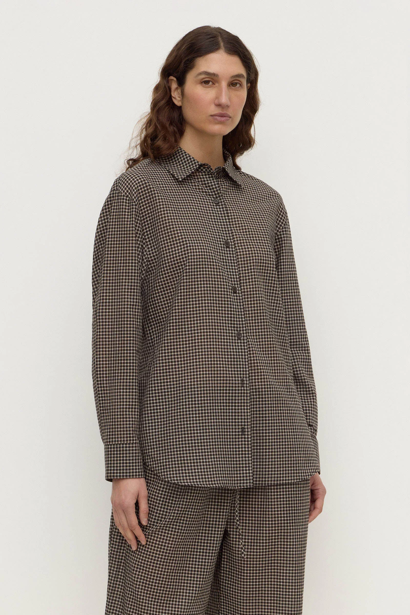 Brown Black Check Long Sleeve Shirt