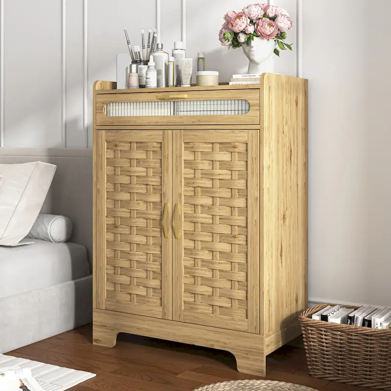 Coffee Bar Cabinet Buffet Sideboard with Drawer and Adjustable Shelf