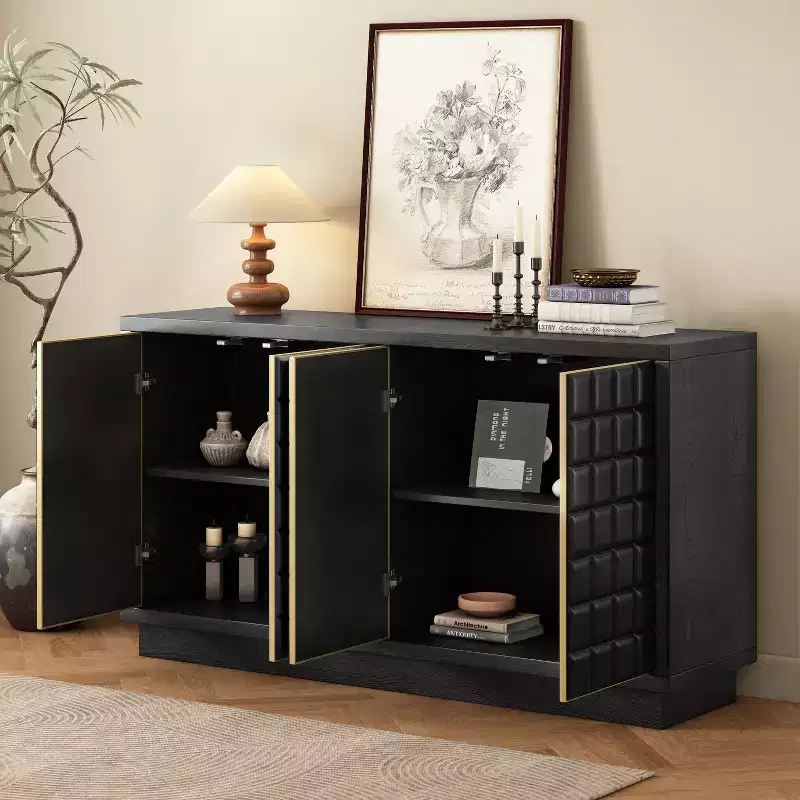 Christopher Knight Home Viviana 58.6'' Modern Storage Cabinet with 4 Doors and Adjustable Shelves