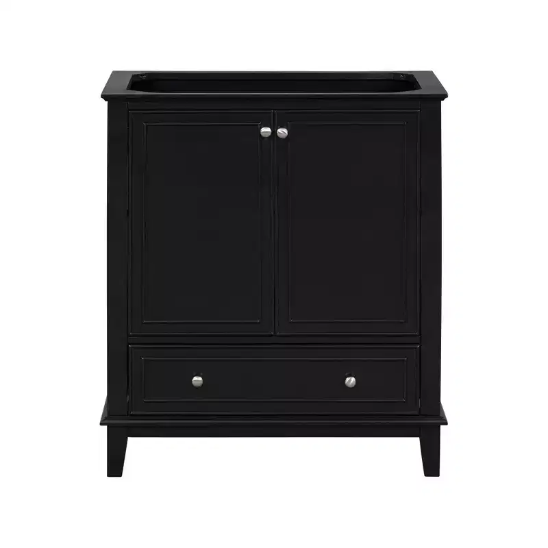 MAYEERTY 30 Bathroom Vanity without Sink Multi-functional Cabinet Doors Drawer Solid Frame MDF Black