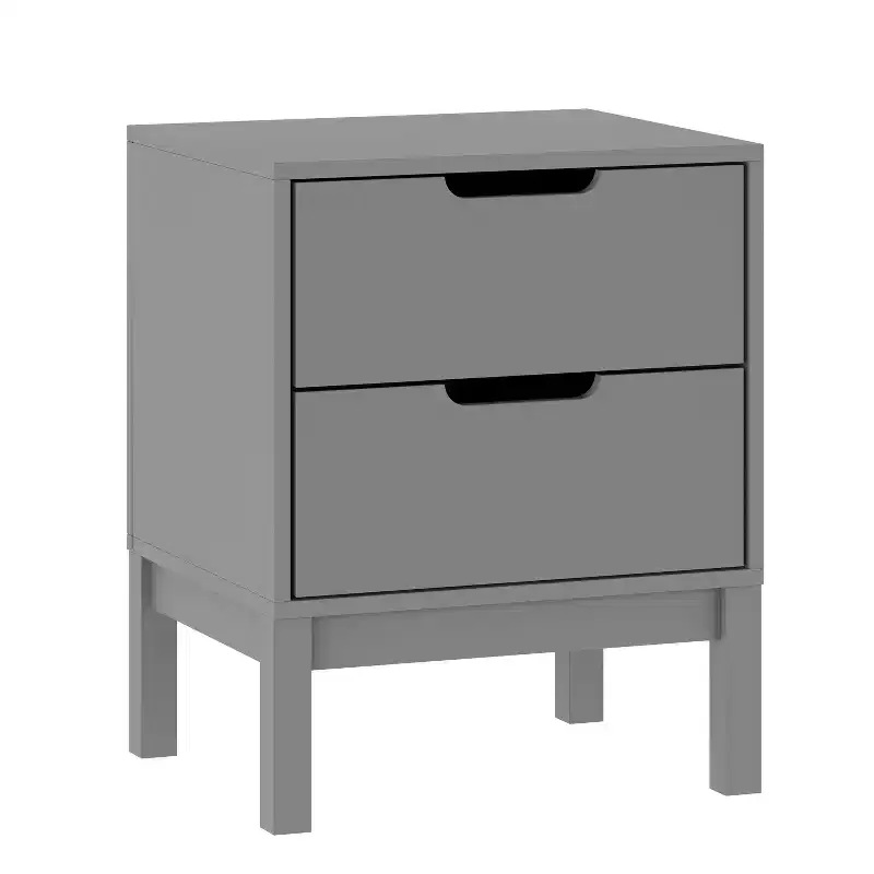 Kids Double-Drawer Night Stand with Solid Wood Frame, Side Table for Kids Bedroom