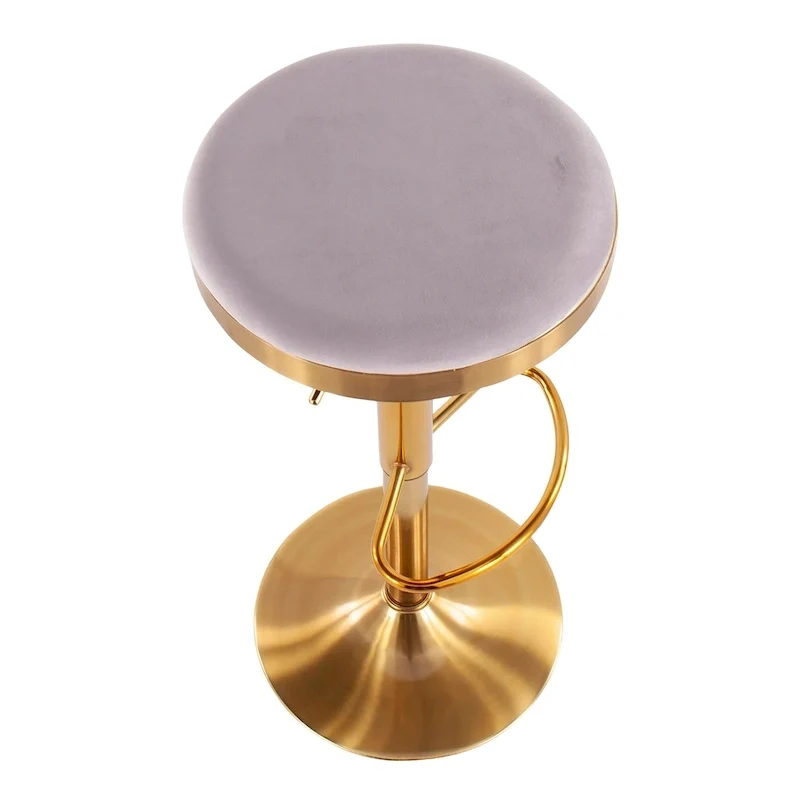 Set of 2 Counter Bar Stools | Gold Steel Frame | White Faux Leather | Adjustable Height