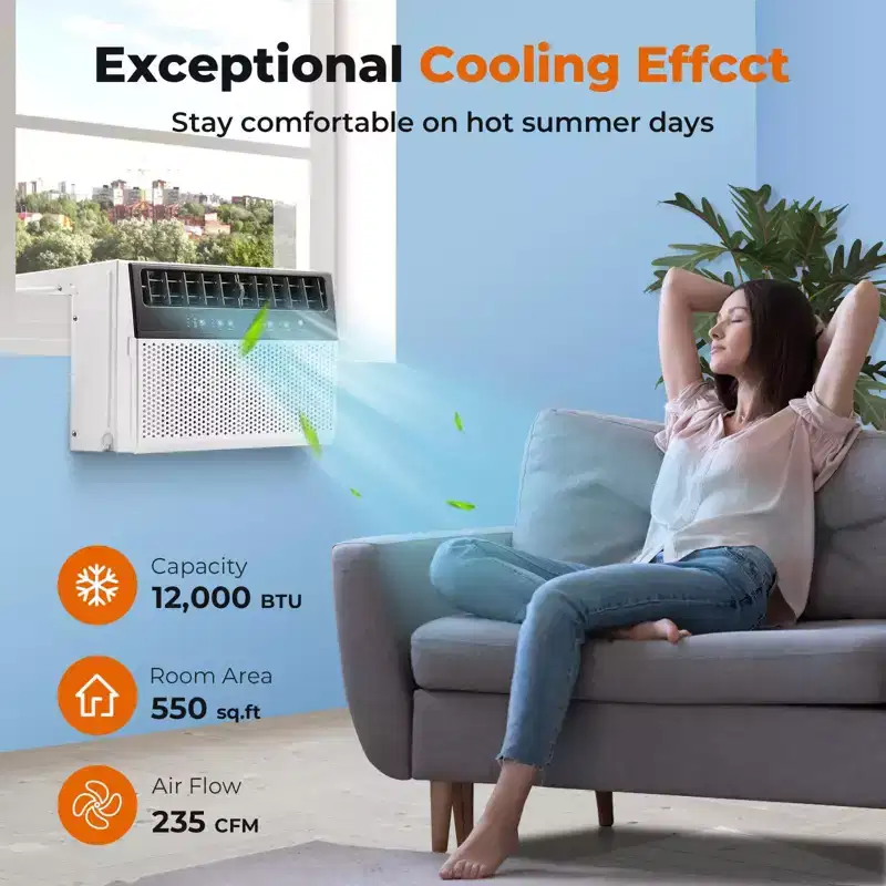 Window Air Conditioner 12000 BTU, 3 in 1 Ac Window Unit for Room Cools up to 550 Sq.Ft, Energy Saving mode,3 Fan Speeds & Quiet Operation
