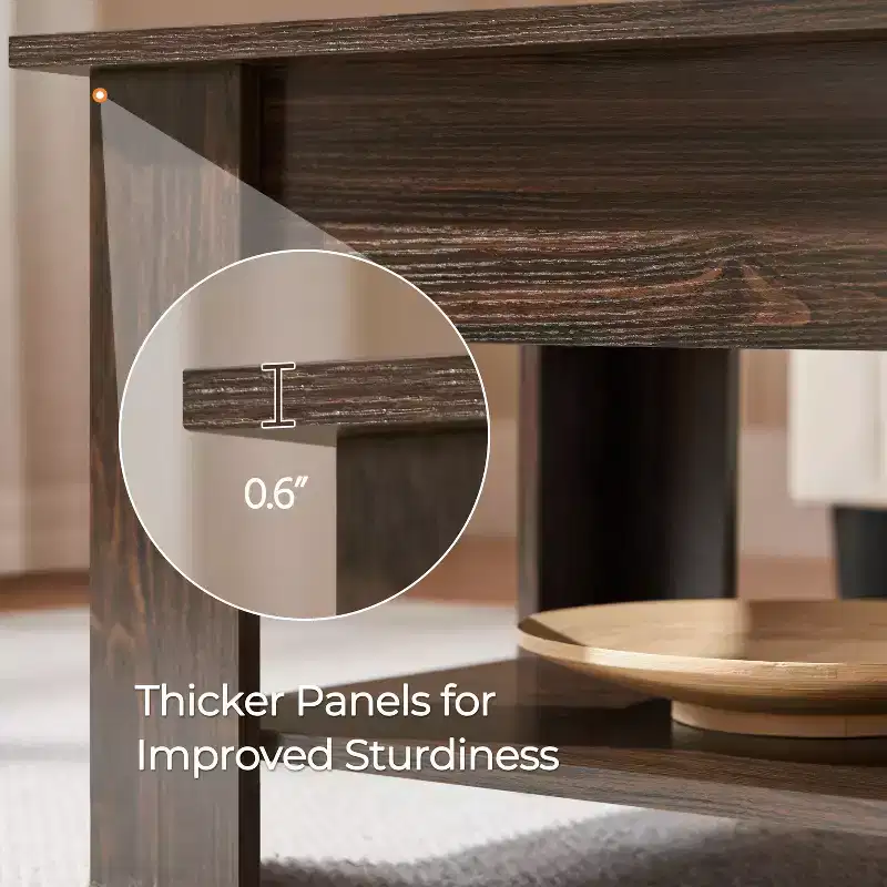 Lift Top Coffee Table with Hidden Compartment & Open Shelf For Living Room