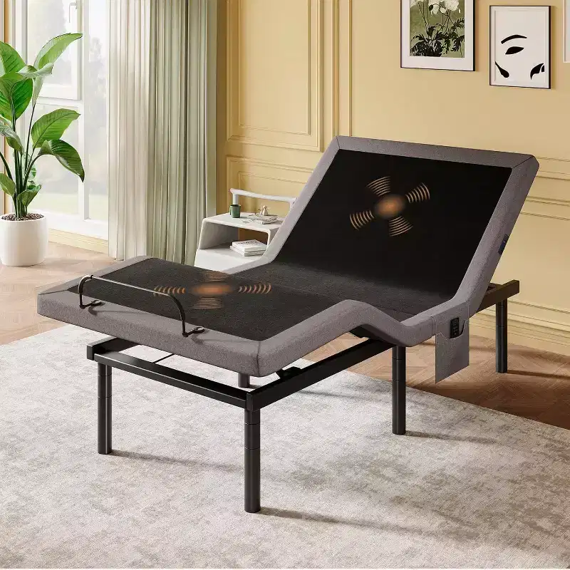 Adjustable bed frame, massage double bed XL size, zero gap and zero gravity mode, electric bed with head and foot tilt, equipped with 4 USB ports