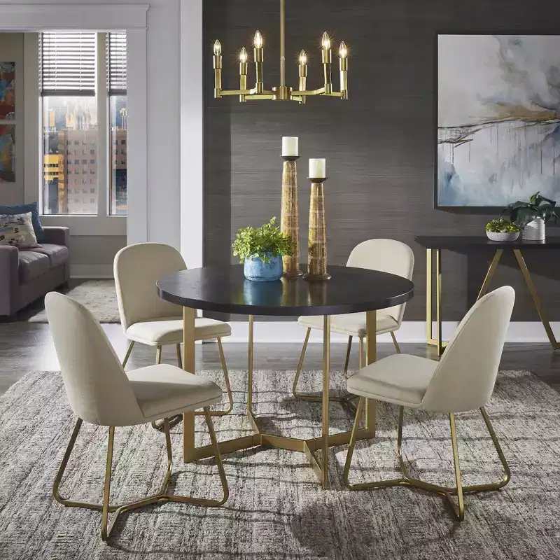 Karianne 4-Person Gold Metal Base Dining Set - iNSPIRE Q
