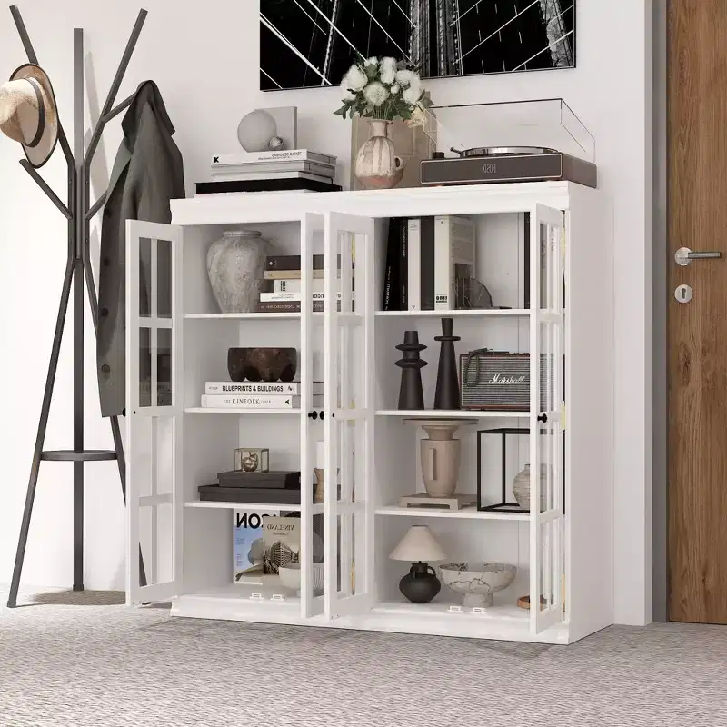 Famapy White Fashionable Tempered Glass Display Cabinet Unleash Your Home's Potential