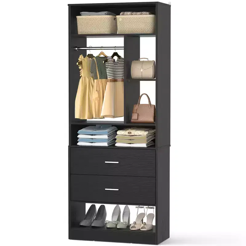 Closet System with 2 Wood Drawers