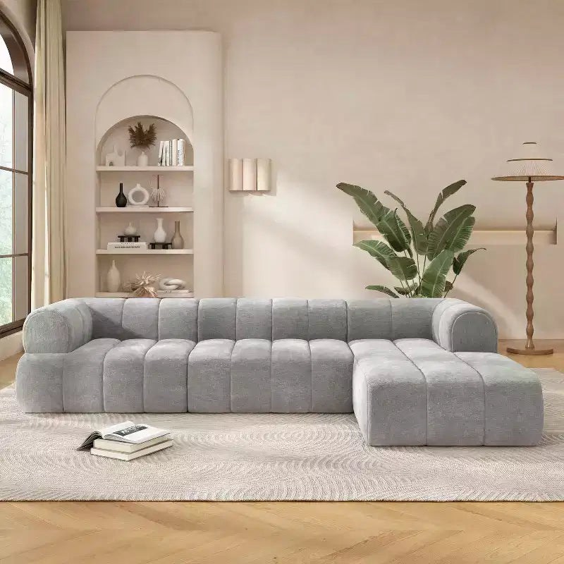 MAYEERTY 122-Inch L-Shaped Sectional Sofa, 2-Piece Fully Assembled, Right-Hand Chaise, High-Density Sponge