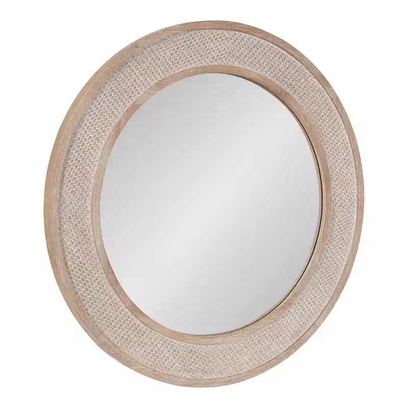 Kate and Laurel Cannondale Round Wood Round Mirror, 28 Diameter, Natural