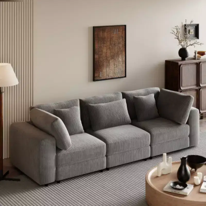 3 Seater Sofa with Removable Back Cushions and 5 Pillows , for Living Room, Apartment, Spacious Space