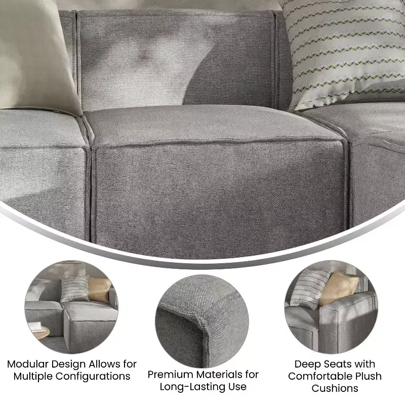 Flash Furniture Bridgetown Luxury Modular Sectional Sofa, Armless Center Seat