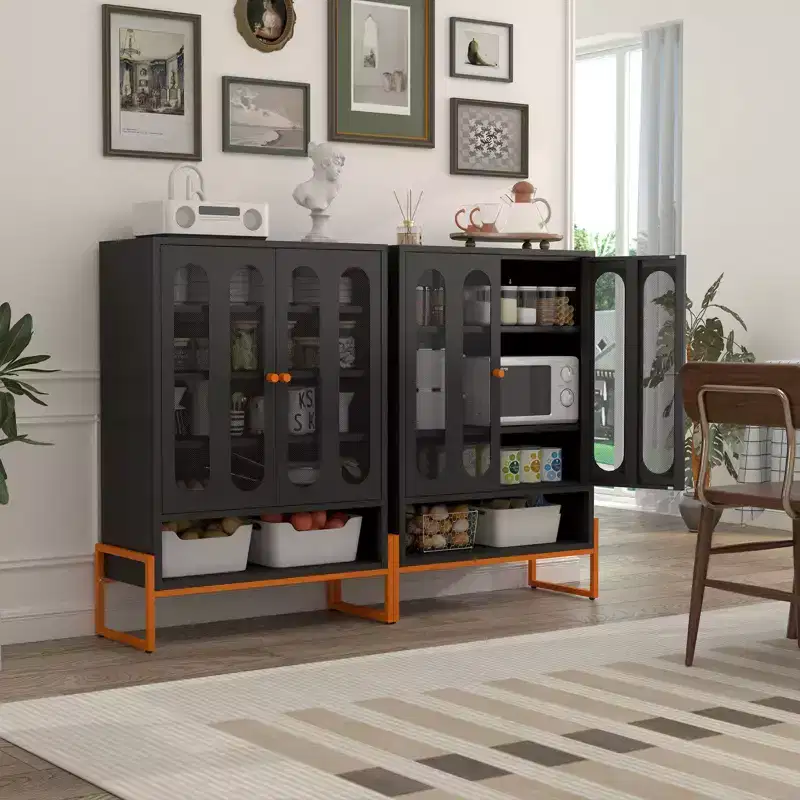 Shoe Organizer, Shoe Cabinet with 2 Double-sided Mesh Doors and Movable Double-layer Partitions, Cabinet for Living Room, Hallway