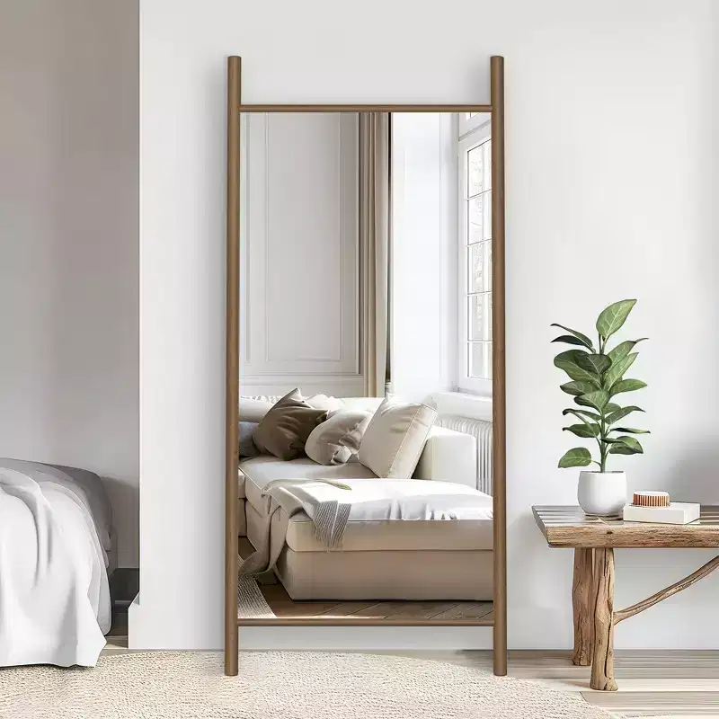 71x31 inch Solid Wood Ladder Rectangular Brown Full-length Mirror (without Bracket)