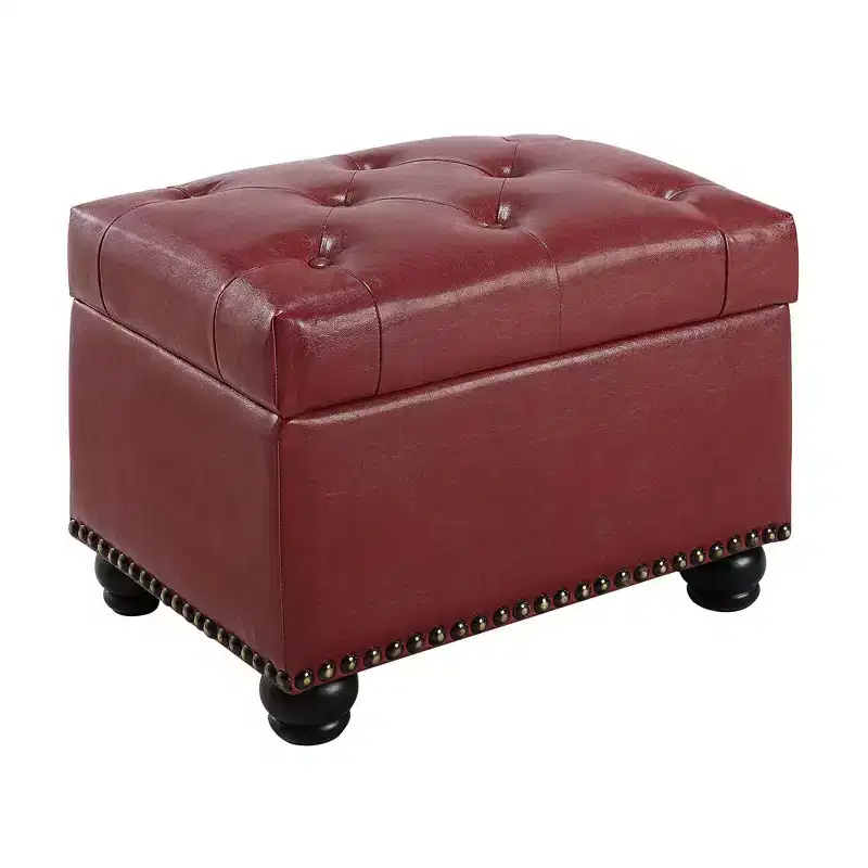 Breighton Home Designs4Comfort 5th Avenue Storage Ottoman: Hinged Lid, Faux Leather Seating