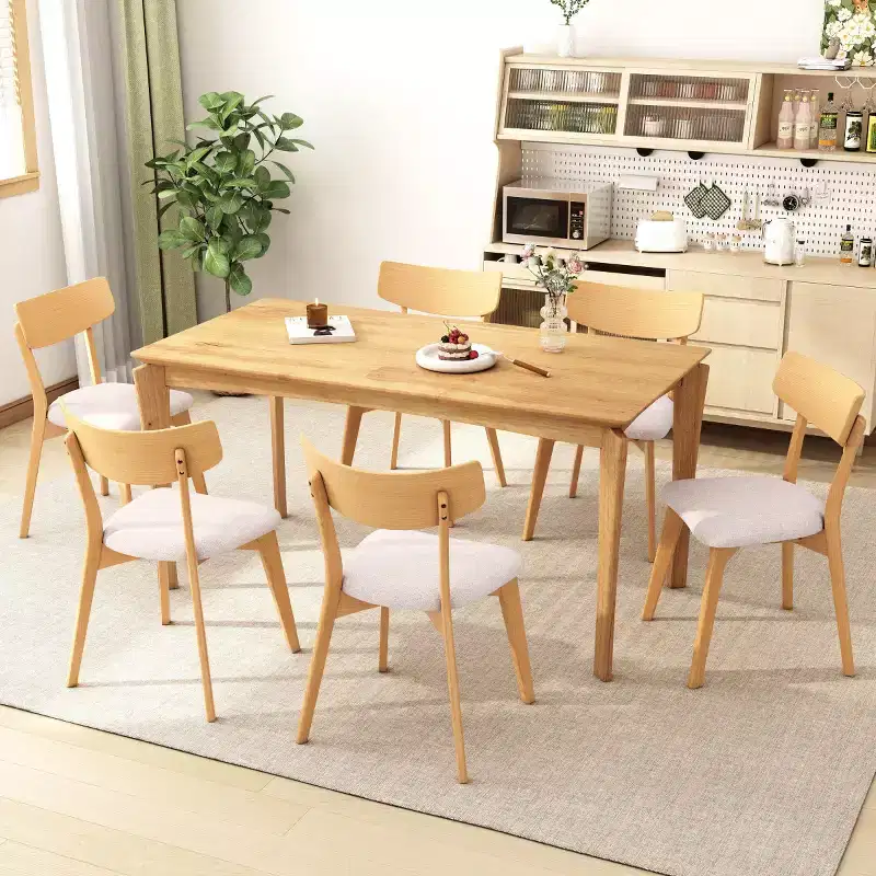 Set of 2 Mid-Century Modern Dining Chairs with Cushioned Seats