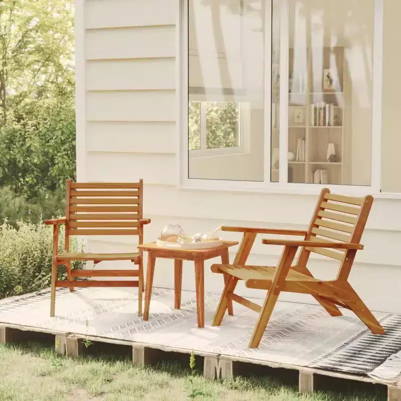 vidaXL 2 pcs Solid Acacia Wood Patio Chairs - Brown Wooden Dining Chairs - Durable and Easy-to-Clean - Relax Chair for Garden, Patio, Deck.