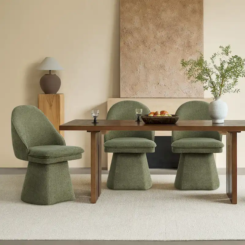 Darah Upholstered Swivel Armless Dining Chair Double-layered Cushions