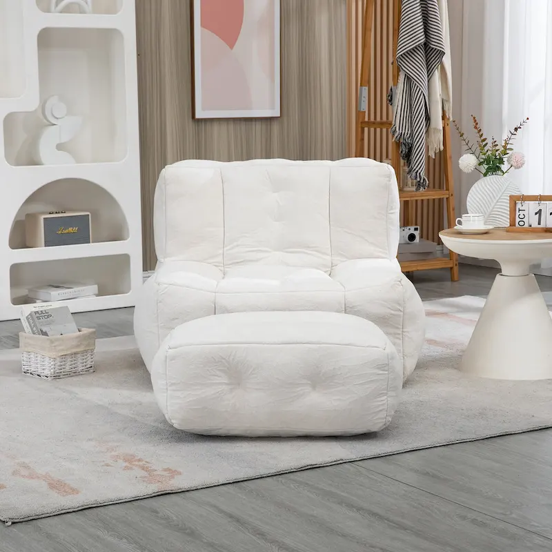 Comfortable Bean Bag for Adults and Children, Super Soft Lazy Sofa Chair with Foam and Ottoman